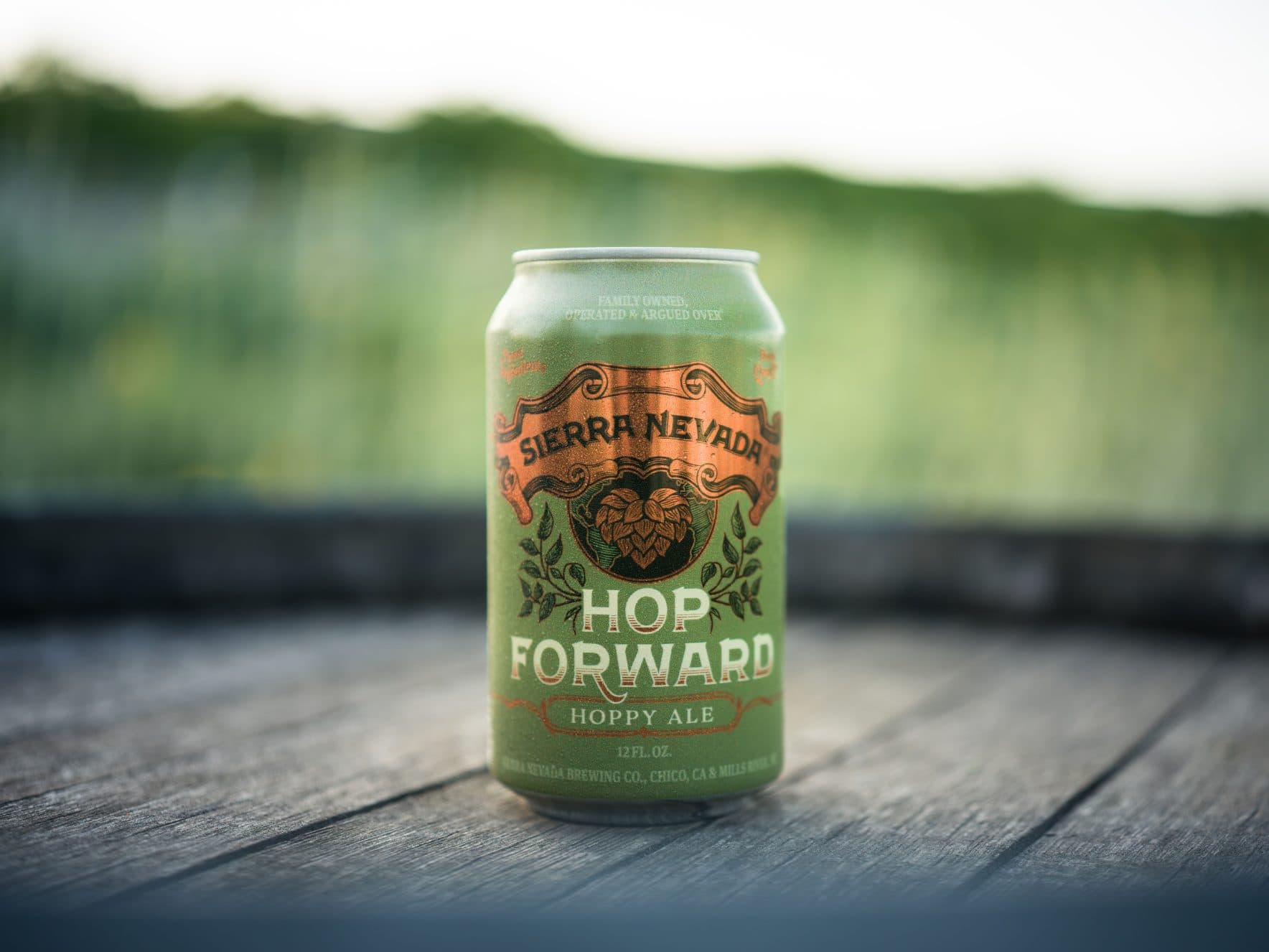 Hop Foward can on table outside